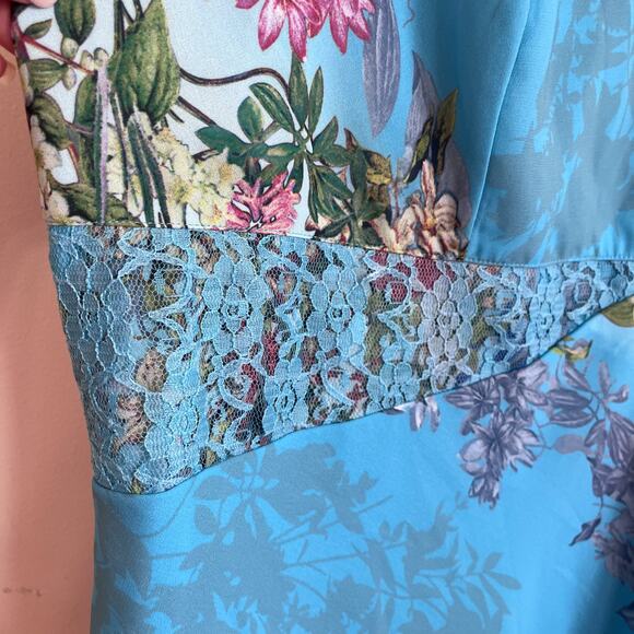 The Pyramid Collection Y2K Floral Dress Size 1X Blue Fairy Chiffon Lace Cottage - Picture 4 of 10